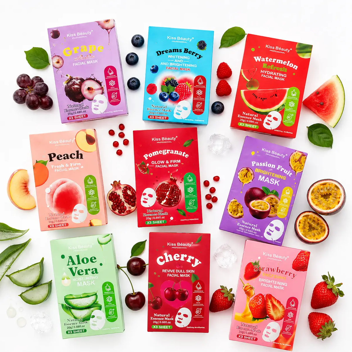 9 Assorted Facial Masks Fruit Collection